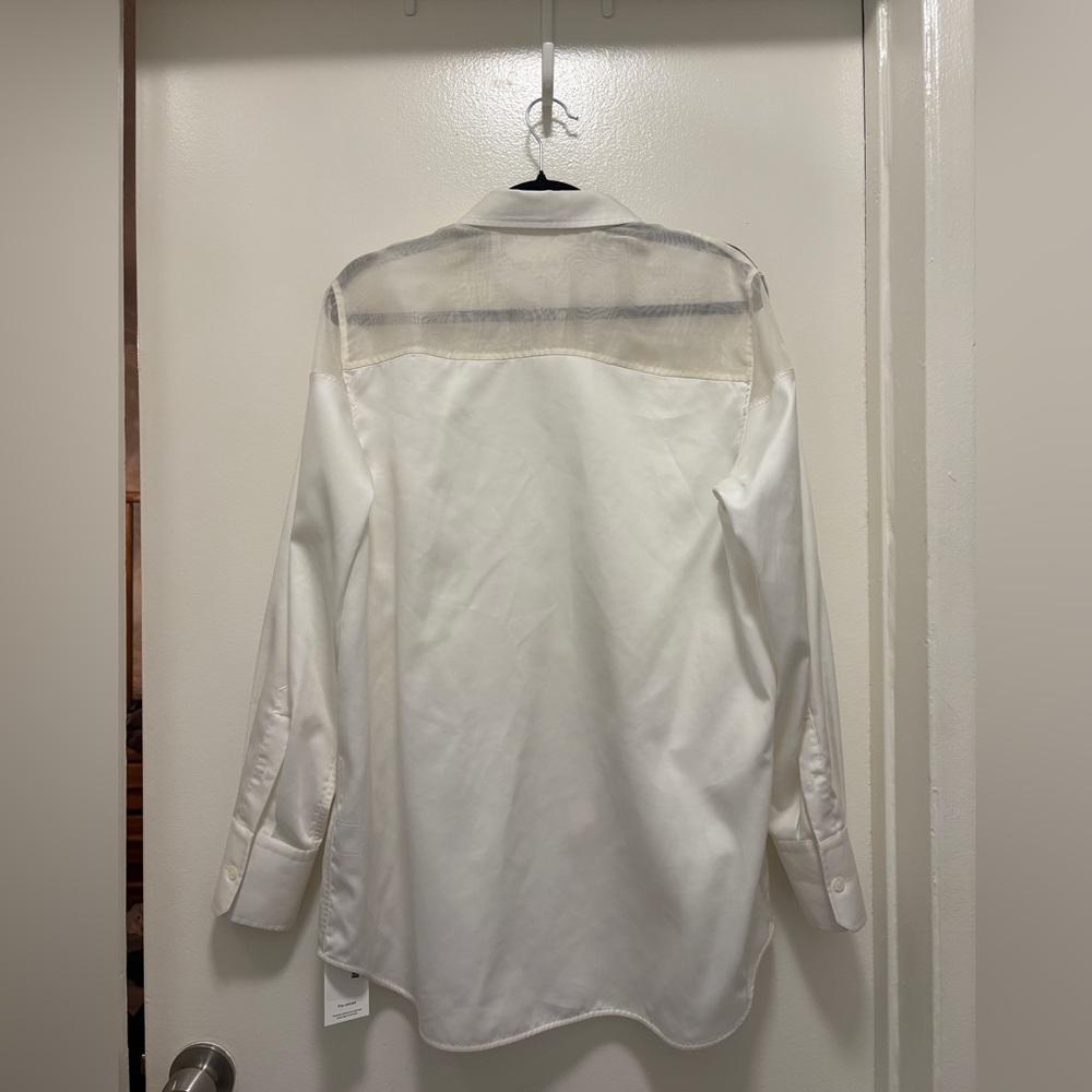 HELMUT LANG Poplin Sheer Detail Tuxedo Shirt - Picture 6 of 10